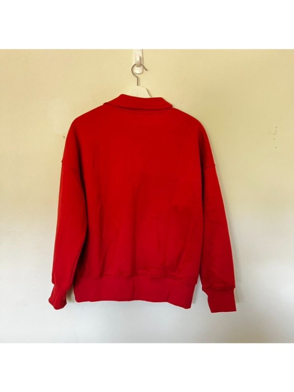 NWT Pretty Garden Brick Red Quarter-Zip Oversized Sweatshirt M Soft Cozy Preppy - Picture 4 of 9